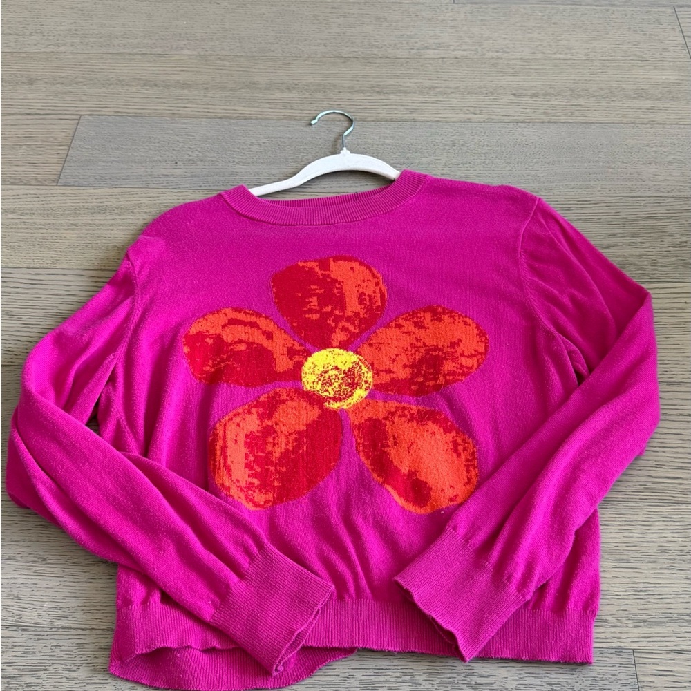 Desigual Large Flower Sweater Pink Orange Floral Graphic Size Small
